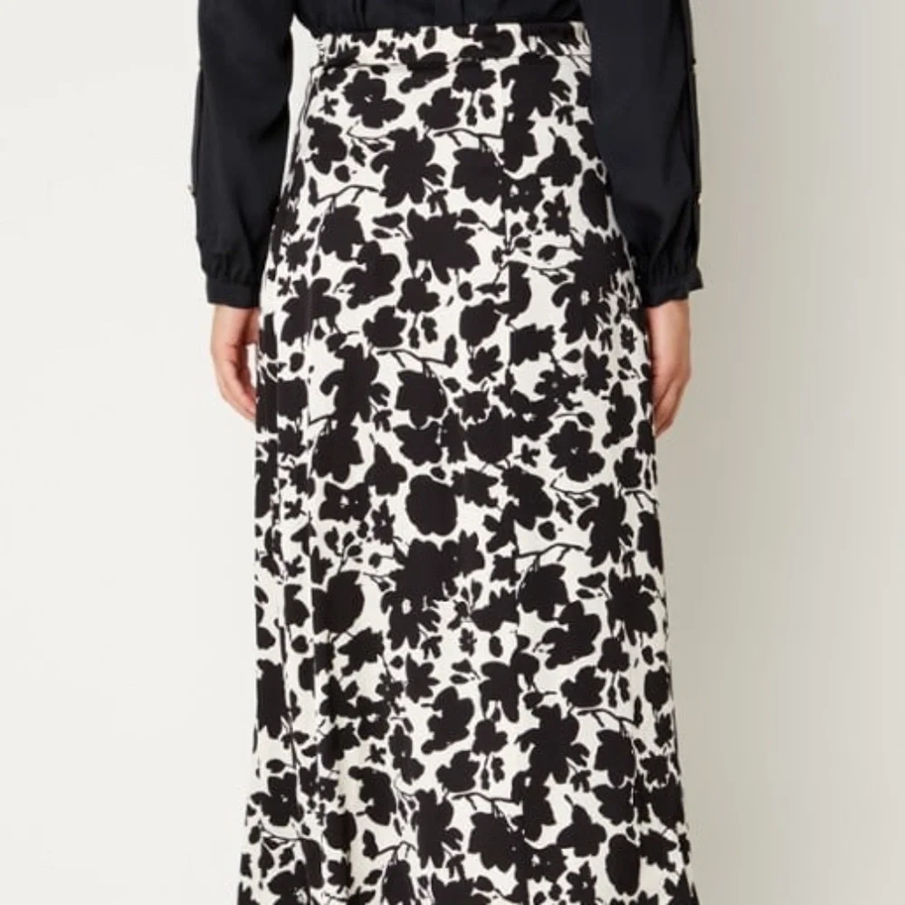 Gerard Darel Bastian Paris Black White Floral Maxi Skirt Size 3 (US Large)